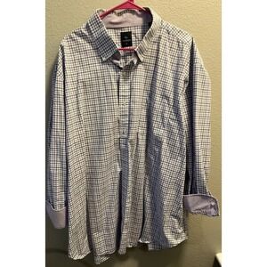 Tailorbyrd Mens Plaid Check Button Shirt Size 3XL Long Sleeve Purple Cotton